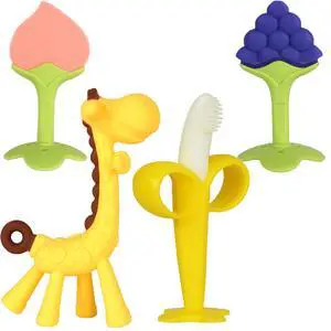 Haili XMGQ Baby Teething Toys 3-6 Months, Baby Chew Teether Toys BPA Free, Babies Teething Relief for Infants, Banana Toothbrush, Fruit Shape Giraffe Newborn Teether Gift for Baby Boy and Girl Toy Haili XMGQ Baby Teething Toys 3-6 Months, Baby Chew Teether Toys BPA Free, Babies Teething Relief for Infants, Banana Toothbrush, Fruit Shape Giraffe Newborn Teether Gift for Baby Boy and Girl Toy