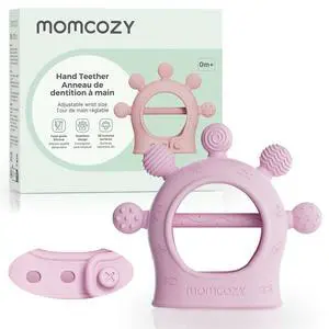 Momcozy Baby Teether Toys | Silicone Teether for 0-12 Months | Baby Teething Relief | Pink Momcozy Baby Teether Toys | Silicone Teether for 0-12 Months | Baby Teething Relief | Pink