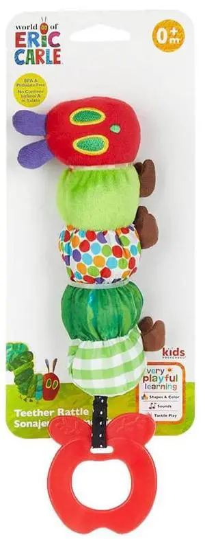 Teether Rattle, World of Eric Carle The Very Hungry Caterpillar Teething Toy for Babies, Multi Teether Rattle, World of Eric Carle The Very Hungry Caterpillar Teething Toy for Babies, Multi