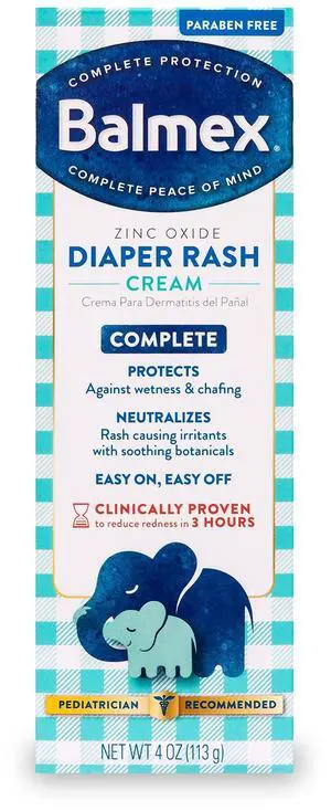 Balmex Complete Protection Baby Diaper Rash Cream with Zinc Oxide + Soothing Botanicals, 4 Ounce Balmex Complete Protection Baby Diaper Rash Cream with Zinc Oxide + Soothing Botanicals, 4 Ounce