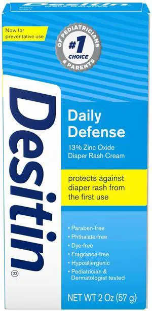Desitin Daily Defense Baby Diaper Rash Cream with 13% Zinc Oxide Barrier Cream to Treat, Relieve & Prevent diaper rash, Hypoallergenic, Dye-, Phthalate- & Paraben-Free, Travel Size, 2 oz Desitin Daily Defense Baby Diaper Rash Cream with 13% Zinc Oxide Barrier Cream to Treat, Relieve & Prevent diaper rash, Hypoallergenic, Dye-, Phthalate- & Paraben-Free, Travel Size, 2 oz