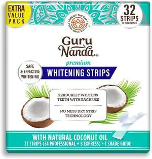 GuruNanda Teeth Whitening Strips Kit - 16-Day Treatment with Non-Slip, Dry Strip Technology - Whitening Designed with Care for a Brighter Smile GuruNanda Teeth Whitening Strips Kit - 16-Day Treatment with Non-Slip, Dry Strip Technology - Whitening Designed with Care for a Brighter Smile