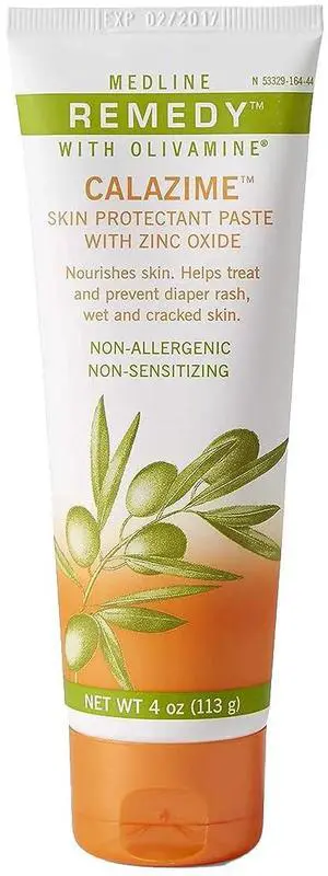 Medline Remedy Olivamine Calazime Skin Protectant Paste Cream, with Dry Chapped from Diaper Rash, Incontinence, Dermatitis, Psoriasis, Burns, Bites, White, 4 Oz Medline Remedy Olivamine Calazime Skin Protectant Paste Cream, with Dry Chapped from Diaper Rash, Incontinence, Dermatitis, Psoriasis, Burns, Bites, White, 4 Oz