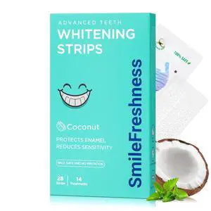 SmileFreshness Teeth Whitening Strips, 14-Day Treatments Clinically Proven for Visible & Affordable Teeth Whitening, Enamel Care Whitening, Reduced Sensitivity Formula, Coconut. SmileFreshness Teeth Whitening Strips, 14-Day Treatments Clinically Proven for Visible & Affordable Teeth Whitening, Enamel Care Whitening, Reduced Sensitivity Formula, Coconut.