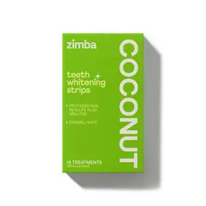 Zimba Coconut Flavored Teeth Whitening Strips | Vegan, Enamel Safe Hydrogen Peroxide Teeth Whitener for Coffee, Wine, Tobacco, and Other Stains | 14 Day Treatment | Coconut Zimba Coconut Flavored Teeth Whitening Strips | Vegan, Enamel Safe Hydrogen Peroxide Teeth Whitener for Coffee, Wine, Tobacco, and Other Stains | 14 Day Treatment | Coconut
