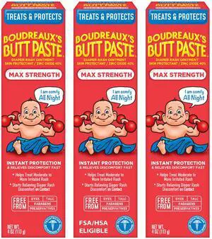 Boudreauxs Butt Paste Max Strength Diaper Rash Cream for Baby, Ointment With Zinc Oxide, 4 oz Tubes, 3 Pack Boudreauxs Butt Paste Max Strength Diaper Rash Cream for Baby, Ointment With Zinc Oxide, 4 oz Tubes, 3 Pack