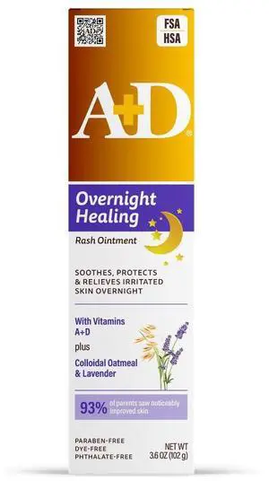 A+D Overnight Healing Diaper Rash Ointment, with Vitamins, Lavender, 3.6 Oz A+D Overnight Healing Diaper Rash Ointment, with Vitamins, Lavender, 3.6 Oz