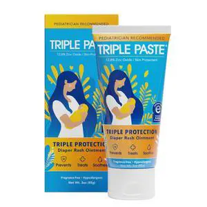 Triple Paste Diaper Rash Cream for Baby - 3 oz Tube Zinc Oxide Ointment Treats, Soothes & Prevents Diaper Rash, Pediatrician-Recommended Hypoallergenic Formula, Baby Essentials for Daily & Overnight Triple Paste Diaper Rash Cream for Baby - 3 oz Tube Zinc Oxide Ointment Treats, Soothes & Prevents Diaper Rash, Pediatrician-Recommended Hypoallergenic Formula, Baby Essentials for Daily & Overnight
