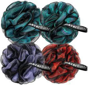 AmazerBath Charcoal Loofah Sponge, Shower Loofah 60g/PCS - Body Scrubber Loofa Set of 4 - Charcoal Blue, Green, Purple & Red, Bath Sponge for Men and Women AmazerBath Charcoal Loofah Sponge, Shower Loofah 60g/PCS - Body Scrubber Loofa Set of 4 - Charcoal Blue, Green, Purple & Red, Bath Sponge for Men and Women