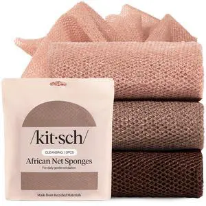 Kitsch African Net Sponge Exfoliating Body Scrubber for Cleansing & Gentle Daily Exfoliation Stretchable Bath Sponge for Hard-to-Reach Areas, Long-Lasting Shower Essential - Rosewood, 3 Pcs Kitsch African Net Sponge Exfoliating Body Scrubber for Cleansing & Gentle Daily Exfoliation Stretchable Bath Sponge for Hard-to-Reach Areas, Long-Lasting Shower Essential - Rosewood, 3 Pcs
