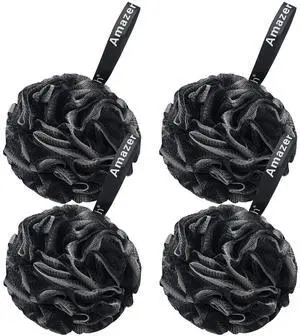 AmazerBath Loofah Sponge 75g/Piece, Loofah for Men Body Scrubber - Bath Sponge Loofa Set of 4 Black (Large) AmazerBath Loofah Sponge 75g/Piece, Loofah for Men Body Scrubber - Bath Sponge Loofa Set of 4 Black (Large)