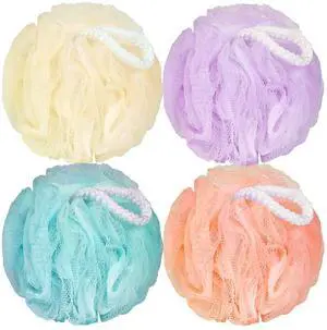 FARMOGA Bath Loofah Sponge Body Scrubber Shower Sponge Exfoliating Mesh Pouf Shower Ball Bath Sponges for Women and Men Bathing Accessories (4Pack 50G Colorful) FARMOGA Bath Loofah Sponge Body Scrubber Shower Sponge Exfoliating Mesh Pouf Shower Ball Bath Sponges for Women and Men Bathing Accessories (4Pack 50G Colorful)