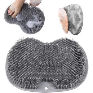 Shower Foot Scrubber, Wall Mounted Bath Massage Pad, Back Scrubber Back with Non Slip Suction Cups to Improve Circulation, Soothe Achy Feet (Grey) Shower Foot Scrubber, Wall Mounted Bath Massage Pad, Back Scrubber Back with Non Slip Suction Cups to Improve Circulation, Soothe Achy Feet (Grey)