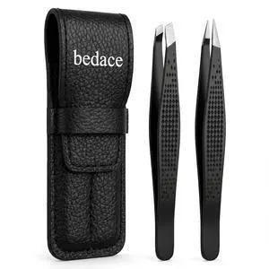 BEDACE Slant & Point Tweezers for Women and Men Facial Hair,2 pack Non-Slip Grip 430 Stainless Steel High Precision and Comfort tweezer Set for Eyebrows Ingrown Hair BEDACE Slant & Point Tweezers for Women and Men Facial Hair,2 pack Non-Slip Grip 430 Stainless Steel High Precision and Comfort tweezer Set for Eyebrows Ingrown Hair
