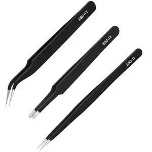 3PCS Precision Tweezers Set, Upgraded ESD high-end anti-static for Craft, Electronics, Soldering, Laboratory Work, Soldering, Model, Eyelash Extensions, Nail stickers, Jewelry-Making 3PCS Precision Tweezers Set, Upgraded ESD high-end anti-static for Craft, Electronics, Soldering, Laboratory Work, Soldering, Model, Eyelash Extensions, Nail stickers, Jewelry-Making