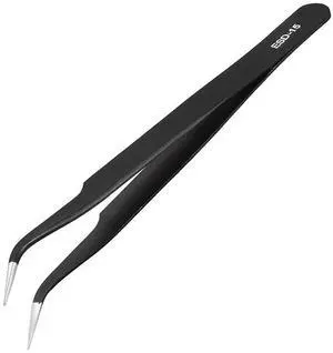 uxcell ESD-15 Tweezers, Anti-Static Stainless Steel Non-magnetic Curved Tip for Craft Jewelry Electronics, 4.84" Overall Length uxcell ESD-15 Tweezers, Anti-Static Stainless Steel Non-magnetic Curved Tip for Craft Jewelry Electronics, 4.84" Overall Length