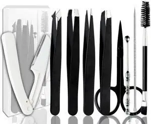 Tweezers for Women Facial Hair Eyebrow Kit Tweezer Set Black Tweezers for Women Facial Hair Eyebrow Kit Tweezer Set Black