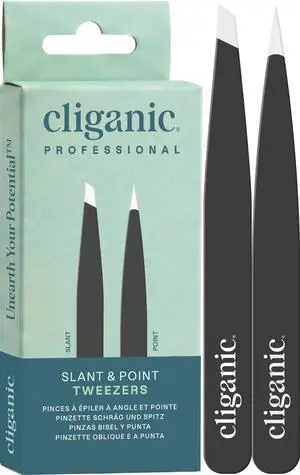 Cliganic Eyebrow Tweezers Set: Slant & Point Precision Tip | For an Easy Hair Removal, Stainless Steel, For Men & Women Cliganic Eyebrow Tweezers Set: Slant & Point Precision Tip | For an Easy Hair Removal, Stainless Steel, For Men & Women