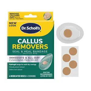 Dr. Scholl's CALLUS REMOVER Seal & Heal Bandage with Hydrogel Technology, 4ct // Removes Calluses Fast And Provides Cushioning Protection Against Shoe Pressure And Friction For All-Day Pain Relief Dr. Scholl's CALLUS REMOVER Seal & Heal Bandage with Hydrogel Technology, 4ct // Removes Calluses Fast And Provides Cushioning Protection Against Shoe Pressure And Friction For All-Day Pain Relief