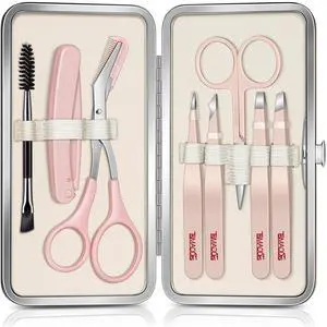 TsMADDTs Tweezers for Women Facial Hair, 8 in 1 Eyebrow Kit with Tweezers, Eyebrow Trimmer Scissors, Razor, Brush with Travel Bag, Hair Plucking Daily Beauty Tools TsMADDTs Tweezers for Women Facial Hair, 8 in 1 Eyebrow Kit with Tweezers, Eyebrow Trimmer Scissors, Razor, Brush with Travel Bag, Hair Plucking Daily Beauty Tools