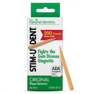 The Natural Dentist Stim-U-Dent Mint Dental Picks, Wooden Toothpicks for Food & Plaque Removal, Refreshing Mint Flavor, Travel-Friendly, 8 Packs of 25 (200 Picks) The Natural Dentist Stim-U-Dent Mint Dental Picks, Wooden Toothpicks for Food & Plaque Removal, Refreshing Mint Flavor, Travel-Friendly, 8 Packs of 25 (200 Picks)