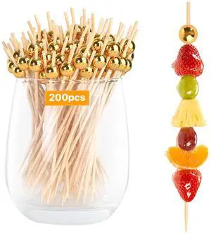 200 PCSGold Pearl Bamboo Cocktail Picks, Fancy Toothpicks for Appetizers, Decorative Skewers for Charcuterie Boards, Drink & Fruit Sticks, Sandwich Picks, Bar Garnish, Wedding Party Food. 4.7 Inch 200 PCSGold Pearl Bamboo Cocktail Picks, Fancy Toothpicks for Appetizers, Decorative Skewers for Charcuterie Boards, Drink & Fruit Sticks, Sandwich Picks, Bar Garnish, Wedding Party Food. 4.7 Inch