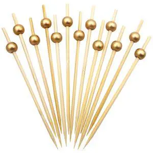BLUE TOP Gold Pearl Cocktail Picks 4.7 Inch 200 PCS for Food Appetizer/Fruit/Cakes/Cheese/Burgers,Decorative long toothpicks for Parties,Bar,Event,Hotel,July 4th BLUE TOP Gold Pearl Cocktail Picks 4.7 Inch 200 PCS for Food Appetizer/Fruit/Cakes/Cheese/Burgers,Decorative long toothpicks for Parties,Bar,Event,Hotel,July 4th