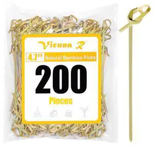 200PCS Cocktail Picks Bamboo Skewers for Appetizers, Fancy Toothpicks for Appetizers, 4.7 Inch Long Decorative Knot Bamboo Cocktail Sticks for Party Drinks Food Fruit Charcuterie Boards Accessories 200PCS Cocktail Picks Bamboo Skewers for Appetizers, Fancy Toothpicks for Appetizers, 4.7 Inch Long Decorative Knot Bamboo Cocktail Sticks for Party Drinks Food Fruit Charcuterie Boards Accessories