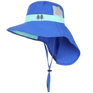 Aenmt Kids Sun Hats UPF 50+ Sun Protection Hat for Kids with Neck Flap Adjustable Large Brim Beach Fishing Hat for Age 3-12 Blue Aenmt Kids Sun Hats UPF 50+ Sun Protection Hat for Kids with Neck Flap Adjustable Large Brim Beach Fishing Hat for Age 3-12 Blue