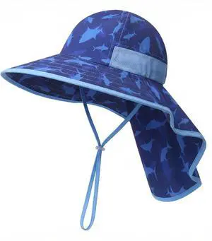 icolor Kids Sun Hat UPF50+ Sun Protection Bucket Hat Toddler Summer Beach Play Hats with Neck Flap for Girl Boy Ages 3~10 (Shark) icolor Kids Sun Hat UPF50+ Sun Protection Bucket Hat Toddler Summer Beach Play Hats with Neck Flap for Girl Boy Ages 3~10 (Shark)