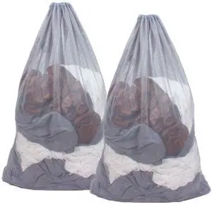 DuomiW 2 Pack Mesh Laundry Bags, 24 x 36 Inches Heavy Duty Drawstring Bag, Factories, College, Dorm, Travel and Apartment Dwellers, Grey DuomiW 2 Pack Mesh Laundry Bags, 24 x 36 Inches Heavy Duty Drawstring Bag, Factories, College, Dorm, Travel and Apartment Dwellers, Grey