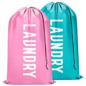 Fiodrimy 2 Pack XL Travel Laundry Bag, Machine Washable Dirty Clothes Organizer, Large Enough to Hold 4 Loads of Laundry, Easy Fit a Laundry Basket (Pink+Blue, 24" x 36") Fiodrimy 2 Pack XL Travel Laundry Bag, Machine Washable Dirty Clothes Organizer, Large Enough to Hold 4 Loads of Laundry, Easy Fit a Laundry Basket (Pink+Blue, 24" x 36")