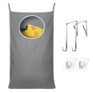 KEEPJOY Hanging Laundry Hamper Bag with 2 Different Types of Hooks, Size 20 x 30 Inch Door Laundry Hamper Storage Bag for Dirty Clothes, Blankets, and Toys (Grey, 1-Pack) KEEPJOY Hanging Laundry Hamper Bag with 2 Different Types of Hooks, Size 20 x 30 Inch Door Laundry Hamper Storage Bag for Dirty Clothes, Blankets, and Toys (Grey, 1-Pack)