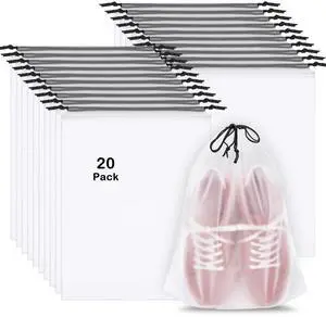 20 Pack Shoe Bags for Travel, 15.7" x 11.8" Clear Travel Shoe Bags for Packing, Large Waterproof Portable Drawstring Travel Shoe Storage Bag Travel Essentials Women for and Men 20 Pack Shoe Bags for Travel, 15.7" x 11.8" Clear Travel Shoe Bags for Packing, Large Waterproof Portable Drawstring Travel Shoe Storage Bag Travel Essentials Women for and Men
