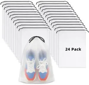 24 PCS Clear Shoe Bags for Travel, 11.8" x 15.7" Travel Shoe Bags for Storage and Packing, Waterproof Drawstring Shoe Bag for Traveling, Travel Essentials for Women and Men 24 PCS Clear Shoe Bags for Travel, 11.8" x 15.7" Travel Shoe Bags for Storage and Packing, Waterproof Drawstring Shoe Bag for Traveling, Travel Essentials for Women and Men