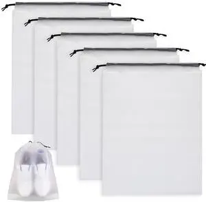 BIDEX 6 Pack Transparent Shoe Bags for Travel, Large Clear Drawstring Shoe Organizer Bags for Men & Women, PE Waterproof Dustproof Portable Shoe Storage Pouch for Luggage, Backpack, Gym BIDEX 6 Pack Transparent Shoe Bags for Travel, Large Clear Drawstring Shoe Organizer Bags for Men & Women, PE Waterproof Dustproof Portable Shoe Storage Pouch for Luggage, Backpack, Gym