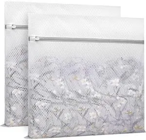 Muchfun 2Pcs Durable Diamond Mesh Laundry Bags for Delicates 24 x 24 Inches Muchfun 2Pcs Durable Diamond Mesh Laundry Bags for Delicates 24 x 24 Inches