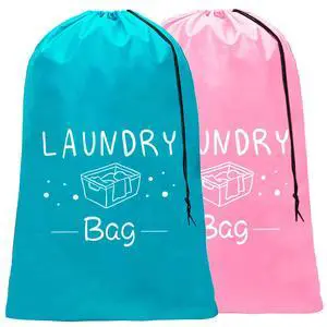 Sylfairy 2 Pack Extra Large Travel Laundry Bag, Dirty Clothes Organizer with Drawstring,Heavy Duty Travel Laundry Bags,Easy Fit a Laundry Hamper Travel Essentials (Pink+Blue, 24" x 36") Sylfairy 2 Pack Extra Large Travel Laundry Bag, Dirty Clothes Organizer with Drawstring,Heavy Duty Travel Laundry Bags,Easy Fit a Laundry Hamper Travel Essentials (Pink+Blue, 24" x 36")