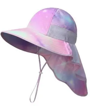 icolor Kids Sun Hat UPF50+ Sun Protection Bucket Hat Toddler Summer Travel Beach Play Hats with Neck Flap for Girl Boy Ages 3~10 (PinkStarry) icolor Kids Sun Hat UPF50+ Sun Protection Bucket Hat Toddler Summer Travel Beach Play Hats with Neck Flap for Girl Boy Ages 3~10 (PinkStarry)