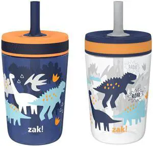 Zak Designs Kelso Toddler Cups For Travel or At Home, 15oz 2-Pack Durable Plastic Sippy Cups With Leak-Proof Design is Perfect For Kids (DinoRoar, Zaksaurus) Zak Designs Kelso Toddler Cups For Travel or At Home, 15oz 2-Pack Durable Plastic Sippy Cups With Leak-Proof Design is Perfect For Kids (DinoRoar, Zaksaurus)