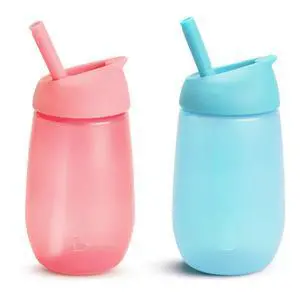 Munchkin Simple Clean Straw Cups for Toddlers 1-3, with Peel Open Straw for Easy Cleaning, Spill Proof Sippy Cup for Kids 12+ Months, 10 Ounce, 2 Pack, Pink/Blue Munchkin Simple Clean Straw Cups for Toddlers 1-3, with Peel Open Straw for Easy Cleaning, Spill Proof Sippy Cup for Kids 12+ Months, 10 Ounce, 2 Pack, Pink/Blue