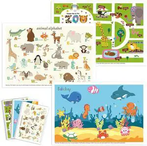 Babebay Disposable Placemats for Baby, 60 Pack Sticky Toddler Placemat for Restaurants, Dining Table, Party, Travel, 12" x 18" with 3 Designs Babebay Disposable Placemats for Baby, 60 Pack Sticky Toddler Placemat for Restaurants, Dining Table, Party, Travel, 12" x 18" with 3 Designs