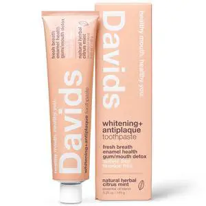 Davids Fluoride Free Toothpaste, Teeth Whitening, Antiplaque, SLS (Sulfate) Free, Promotes Enamel Health, Mouth & Gum Detox, EWG Verified, Natural Herbal Citrus Mint, 5.25oz Davids Fluoride Free Toothpaste, Teeth Whitening, Antiplaque, SLS (Sulfate) Free, Promotes Enamel Health, Mouth & Gum Detox, EWG Verified, Natural Herbal Citrus Mint, 5.25oz