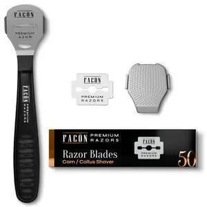 Facón Professional Callus Shaver Remover with 50 Blades, Pedicure Razor for Feet & Hands, Foot Razor for Callus Removal, Callus Blade Remover, Corn Shaver, Surgical Grade Premium Stainless Steel Tool Facón Professional Callus Shaver Remover with 50 Blades, Pedicure Razor for Feet & Hands, Foot Razor for Callus Removal, Callus Blade Remover, Corn Shaver, Surgical Grade Premium Stainless Steel Tool