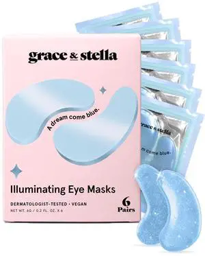 grace & stella Award Winning Under Eye Mask Reduce Dark Circles, Puffy Eyes, Undereye Bags, Wrinkles, Gel Under Eye Patches, Small Gifts for Women, Gifts Under 10 Dollars, Vegan (6 Pairs, Blue) grace & stella Award Winning Under Eye Mask Reduce Dark Circles, Puffy Eyes, Undereye Bags, Wrinkles, Gel Under Eye Patches, Small Gifts for Women, Gifts Under 10 Dollars, Vegan (6 Pairs, Blue)