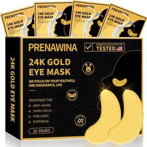 Under Eye Patches for Puffy Eyes Treatment 30 Pairs, 24K Gold Under Eye Masks for Dark Circles and Puffiness, Eye Gel Pads w/ Collagen, Sodium Hyaluronate, Rose Essence for Eye Bags Treatment Under Eye Patches for Puffy Eyes Treatment 30 Pairs, 24K Gold Under Eye Masks for Dark Circles and Puffiness, Eye Gel Pads w/ Collagen, Sodium Hyaluronate, Rose Essence for Eye Bags Treatment