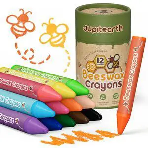 JUPITEARTH Beeswax Crayons for Toddlers 13, 12 Non-Toxic Silky Crayons, Jumbo and Washable Crayon, Easy to Hold, Safe for Kids, Mess-Free Coloring for Preschool Art Supplies, Ages 24, 48 JUPITEARTH Beeswax Crayons for Toddlers 13, 12 Non-Toxic Silky Crayons, Jumbo and Washable Crayon, Easy to Hold, Safe for Kids, Mess-Free Coloring for Preschool Art Supplies, Ages 24, 48