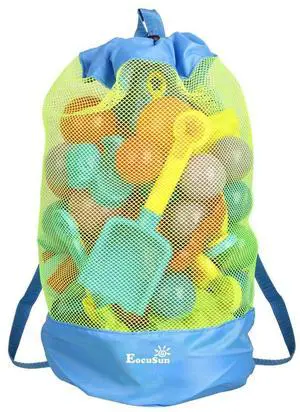 EocuSun Large Mesh Beach Bag Tote Durable Sand Away Drawstring Backpack Swim and Pool Toys Balls Storage Bags Packs, Stay Away From Sand and Water, Toy Not Included, Blue EocuSun Large Mesh Beach Bag Tote Durable Sand Away Drawstring Backpack Swim and Pool Toys Balls Storage Bags Packs, Stay Away From Sand and Water, Toy Not Included, Blue
