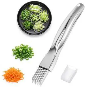 QFGasre Shred Silk the Knife Stainless Steel Green Onion Slicer Multi-Blade Kitchen Cutter Professional Scallion Shredding Tool Vegetable Chopper for Kitchen Onion Garlic Ginger QFGasre Shred Silk the Knife Stainless Steel Green Onion Slicer Multi-Blade Kitchen Cutter Professional Scallion Shredding Tool Vegetable Chopper for Kitchen Onion Garlic Ginger