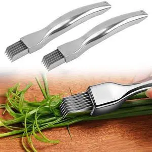 2 Pack Stainless Steel Green Onion Slicer - Multi-Blade Kitchen Herb Cutter Scallion Cutter - Professional Shred Knife Multi-Functional Kitchen Tool for Vegetable Onion Garlic Silver 2 Pack Stainless Steel Green Onion Slicer - Multi-Blade Kitchen Herb Cutter Scallion Cutter - Professional Shred Knife Multi-Functional Kitchen Tool for Vegetable Onion Garlic Silver